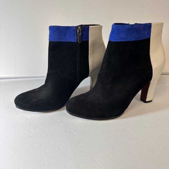 Sam Edelman Color Block mid heel Suede and Leather Ankle Boot NWT - Picture 3 of 12